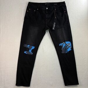 Purple Brand Jeans Mens 38x32 Black Faded 2023 Distressed Slim Streetwear Denim